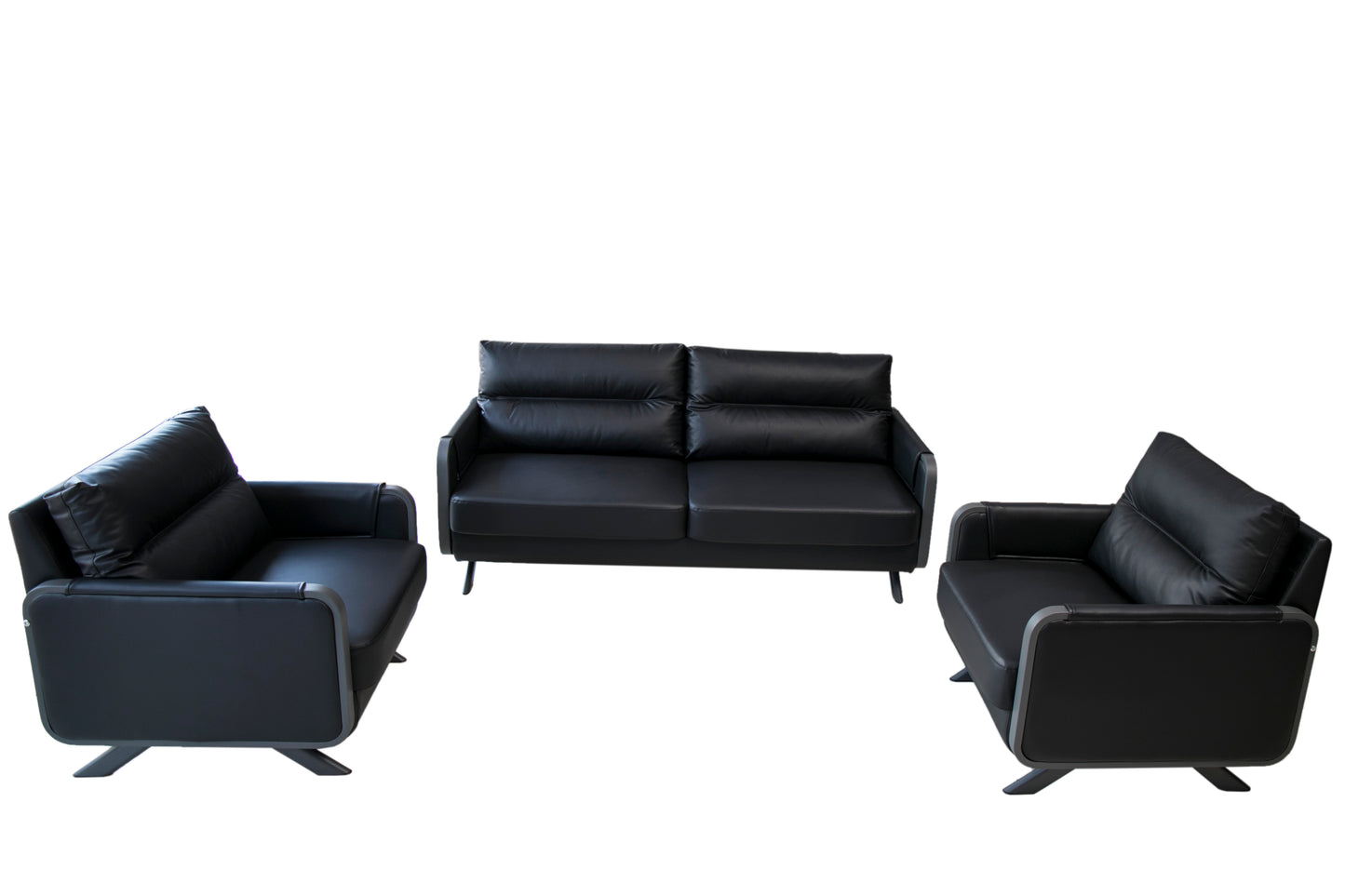 The Executive 4-Seater Black Leather sofas