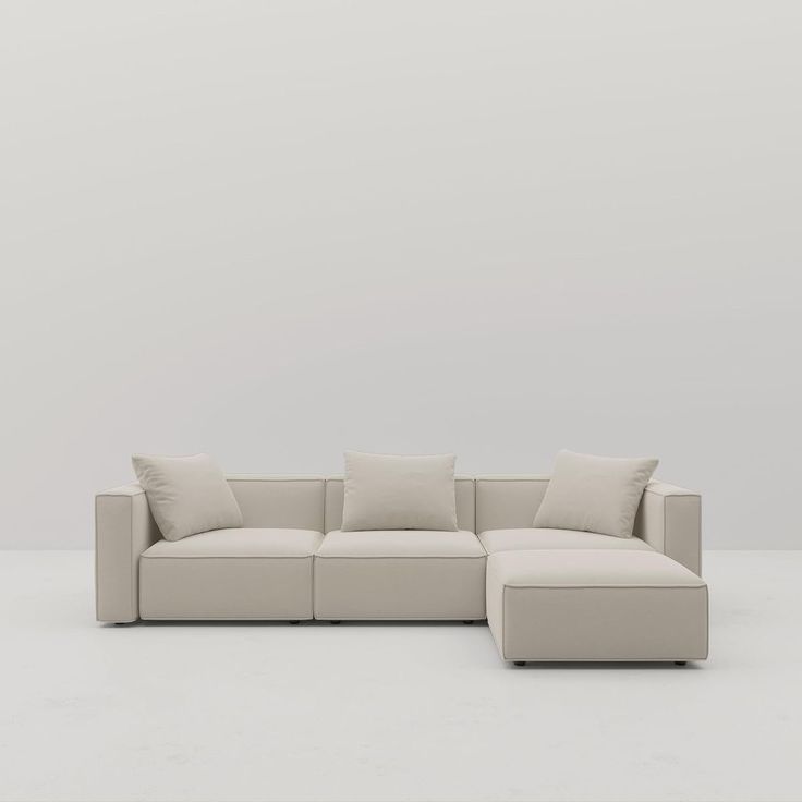 The Cloudline Modular Sofa with Ottoman (Beige/Cream)