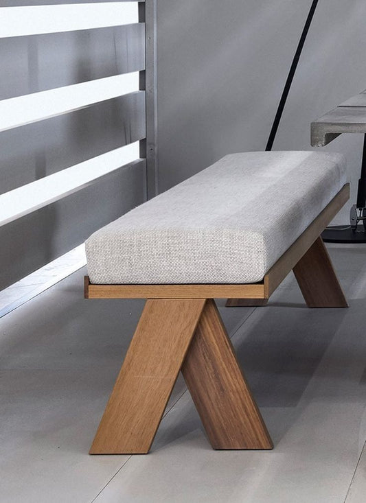 Contemporary Solid Wood X-Leg Upholstered Bench