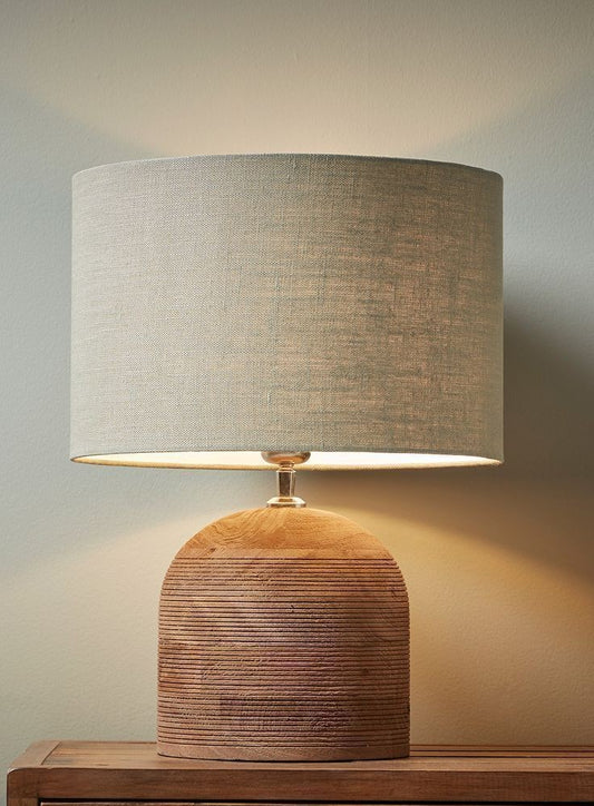 elegant Table Lamp with a ribbed wooden base