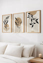 Set of 3 Framed Abstract Botanical Wall Art Prints